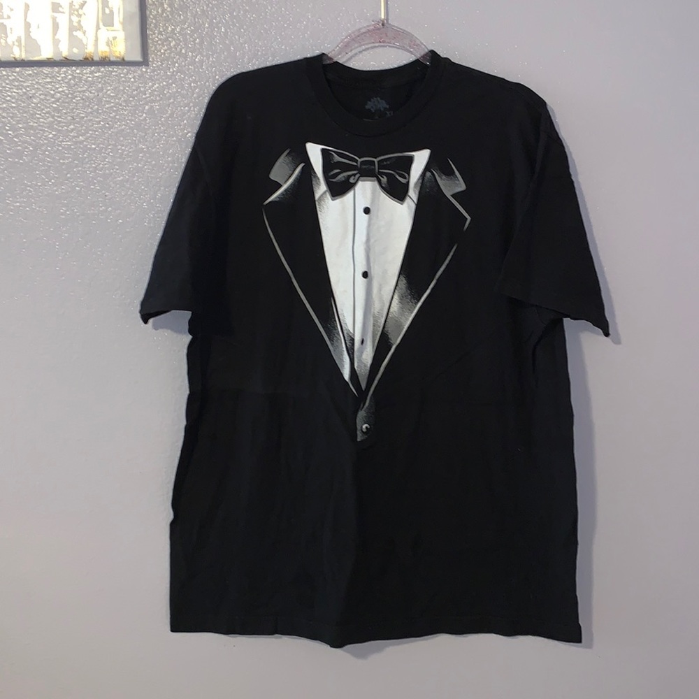 Ann Arbor Men’s XL Suit Shirt Tie Formal Funny Short Sleeve Black